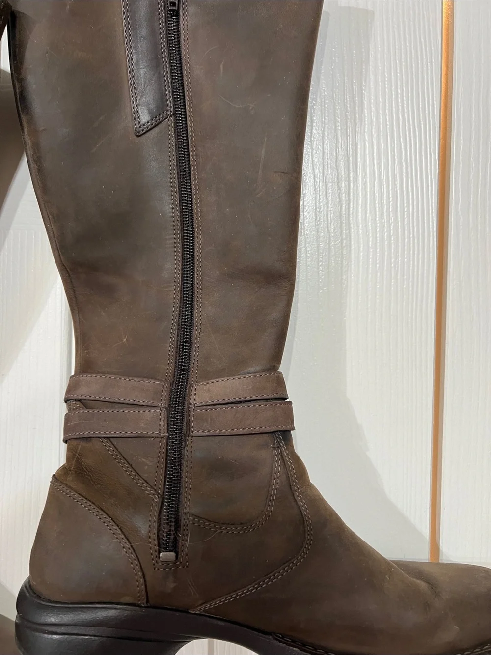 Merrill Wm 9 Brown Leather Tall Riding Boots strap waterproof